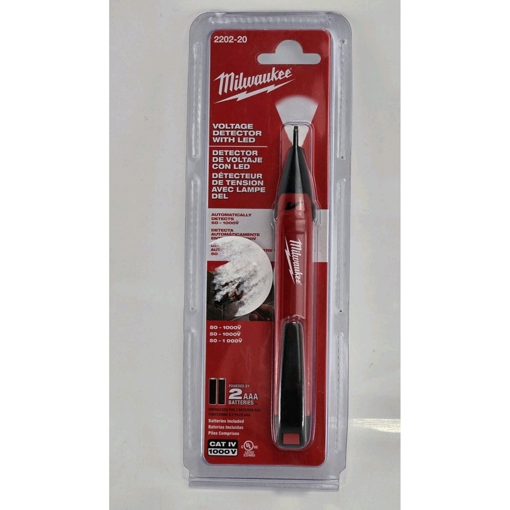 Milwaukee Voltage Detector w/ LED 2202-20 Non Contact Tester 50-1000V